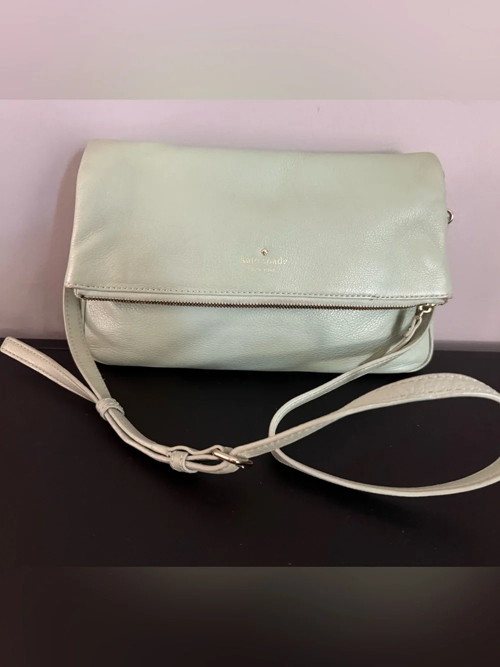 kate spade Mint Green Leather Crossbody with Gold-Tone Logo
